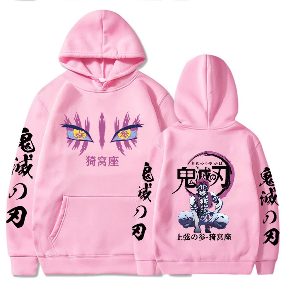 Japanese Anime Demon Slayer Hoodies for Men Akaza Manga Graphic Streetwear Pullover Hoody Long Sleeve Fleece Hooded Sweatshirt