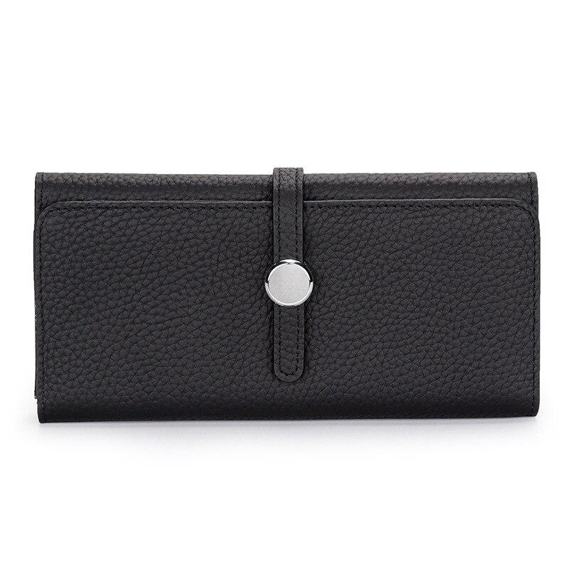 Long Genuine Leather Wallet Women's Folding Large Capacity Wallet New Soft Cowhide Women's Clutch Phone Holder Wallet