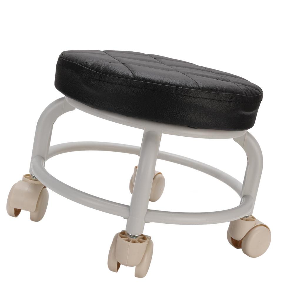 Low Roller Seat Comfortable 360 Degree Rotating Low Rolling Stool with Wheels for Home Office Garage Shop Round Black