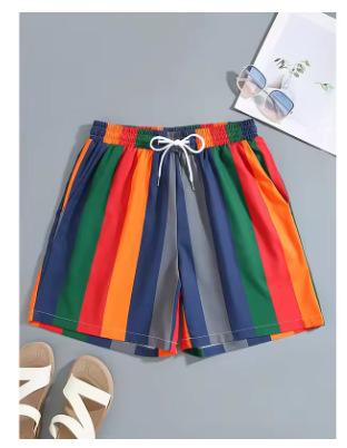Casual Striped 3D Printed Surf Shorts Men s Pattern Summer Hawaiian Breathable Swim Trunks Loose 2025 Shorts XS