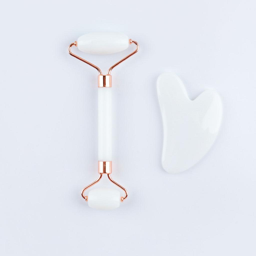 2pcs Double-end Gua Sha Massage Roller Neck Face Board Facial Skin Lifting Scraper -Wrinkle Beeswax Stone Scraping Massager