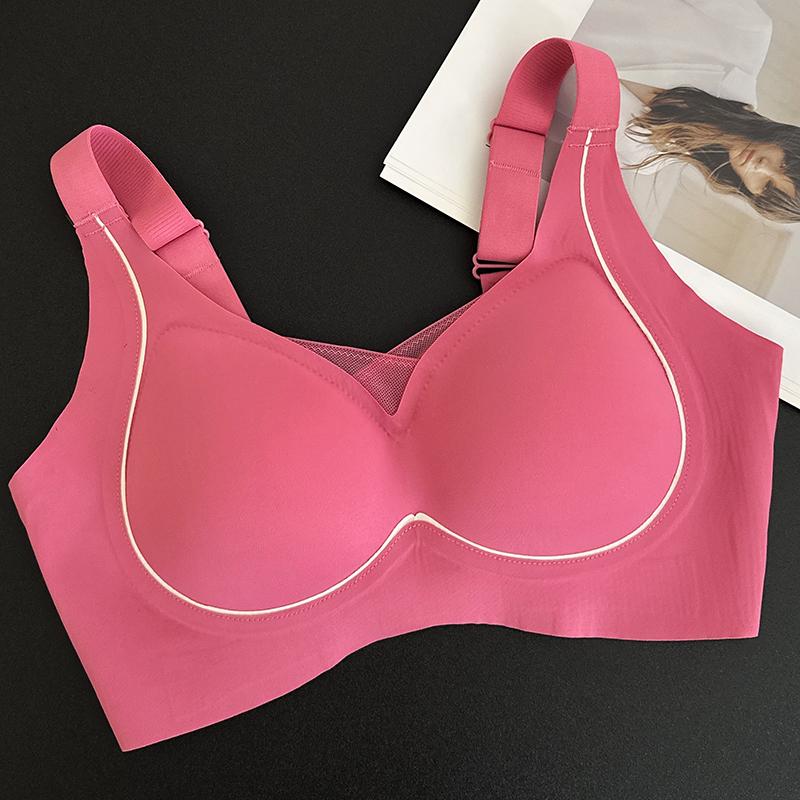 Jelly seamless underwear women's thin big breasts show small anti-sagging fat mm large size bras gather and close the secondary breasts to support