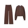 LULU Women's Half-Zip Hooded Loose Sweatshirt Cardigan with Velvet Scuba Jacket Style