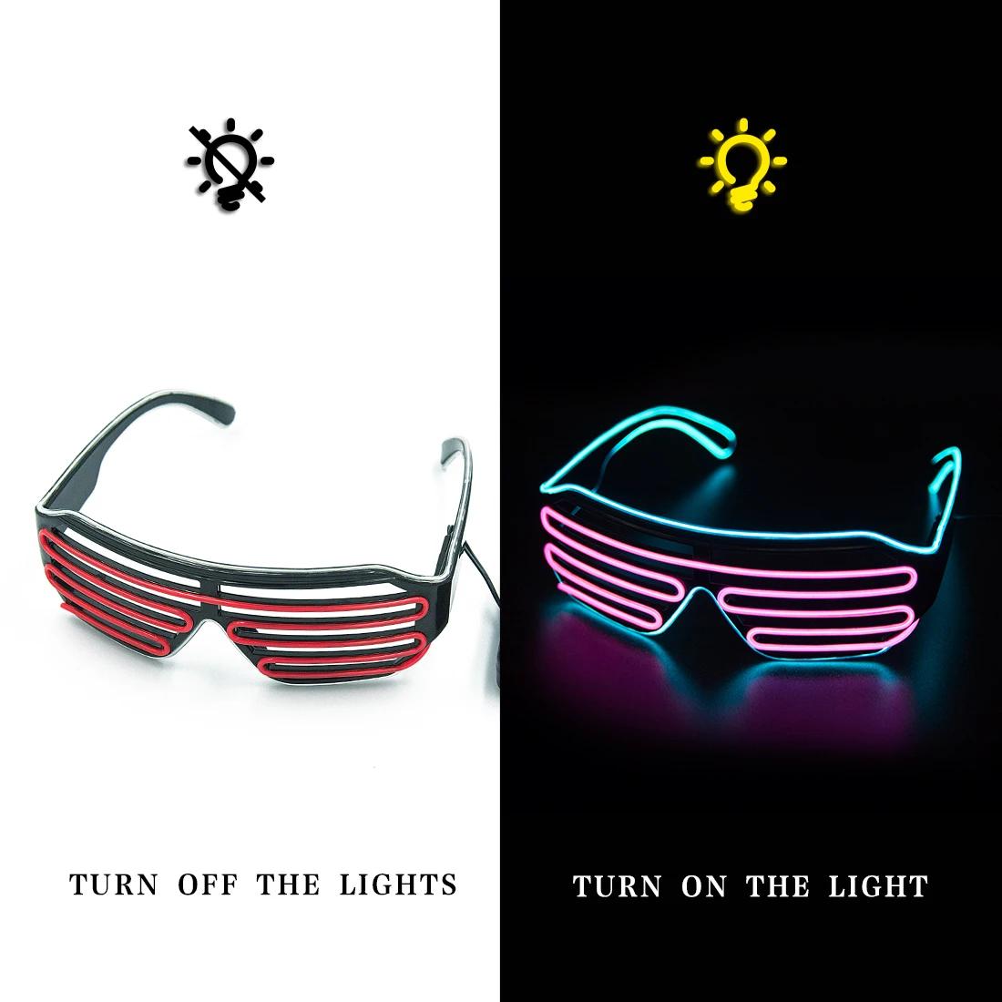 

Светодиодные светящиеся очки Gafas Luminous Bril Neon Рождественские светящиеся солнцезащитные очки Мигающие световые очки для вечеринок Реквизит Костюмы Новые 15cm