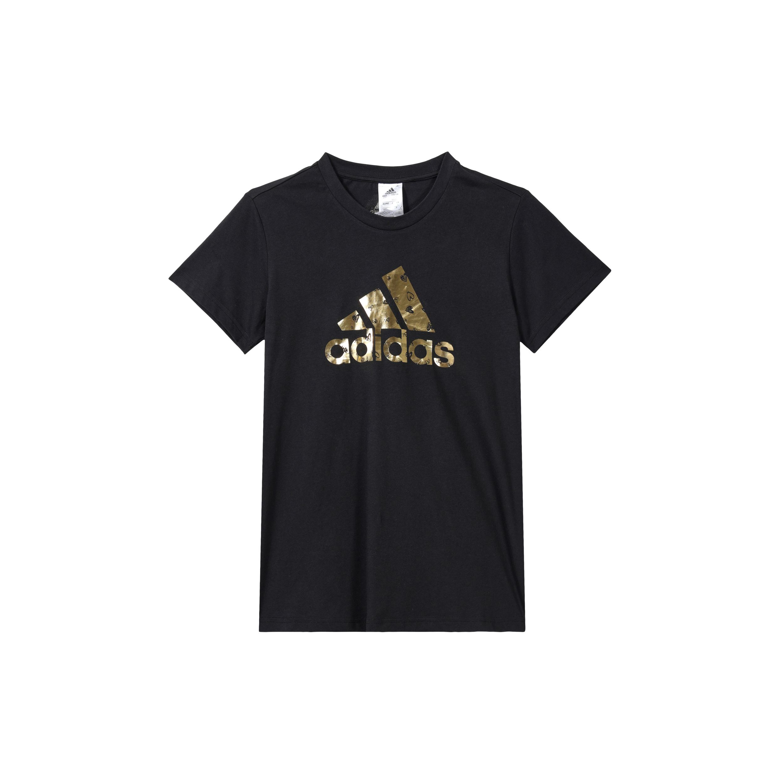 

Adidas Дышащая повседневная спортивная футболка с логотипом и коротким рукавом, женские топы, черный HB7127 M