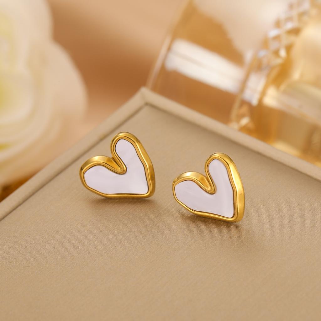 Teamer Love Heart Irregular Surface Stud Earrings for Women Girls Stainless Steel Fashion Simple Earrings Valentine's Day Gift