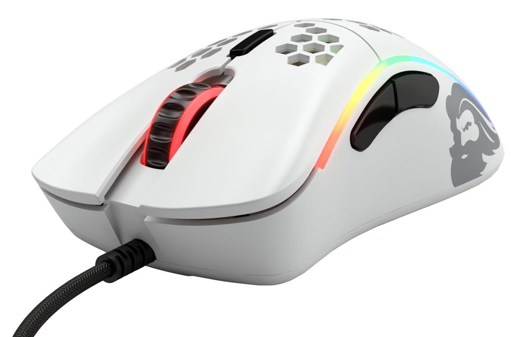 Glorious Model D Gaming Mouse, White, Wired, Compact, RGB Illuminated, 6 Programmable Buttons, 12 DPI, Ergonomic, Official Japanese Product (62g)