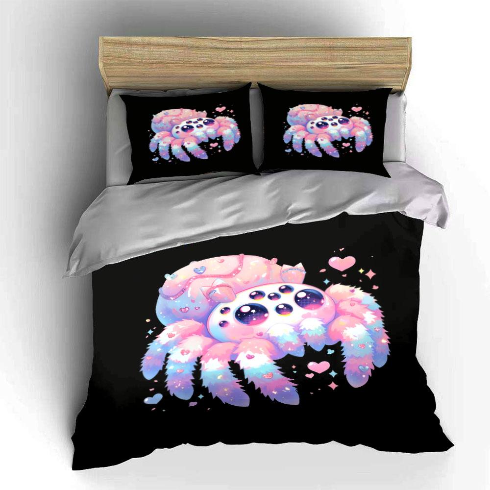 Colorful Spider Design Set Decor Bedding Set with 1 Duvet Cover 2 Pillowcases Single Double King Queen, Gift