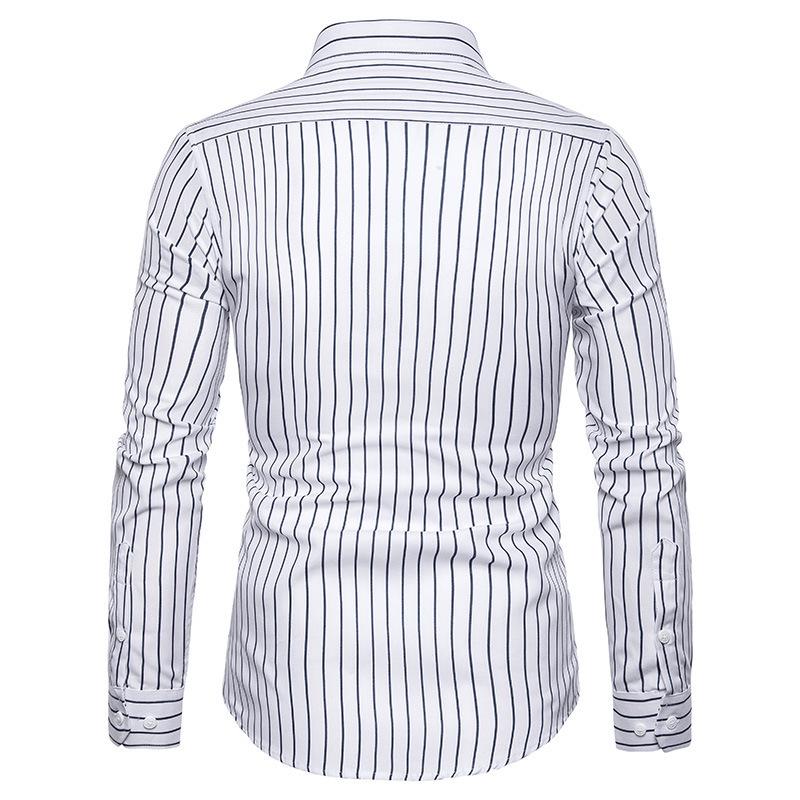 2024 Men's Slim Fit Striped Long Sleeve Shirt - Youth Fashion Business Casual