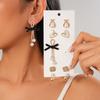 Ten-piece Set of Diamond-set Pearl Drop Oil Bow Love Silver Needle Stud Earrings Versatile Earrings