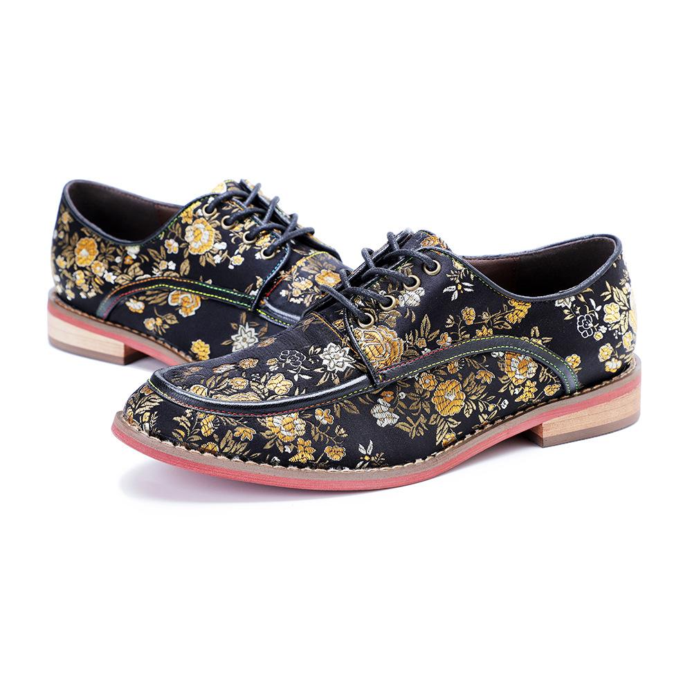 Print Slippers Women Shoes Genuine Leather Flat With Slides Sewing Handmade Slippers