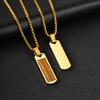 Vnox Vertical Bar Necklaces for Men Boys, Stainless Steel Rectangle Pendant, Gold Color Box Chain Trendy Necklace Jewelry Gifts