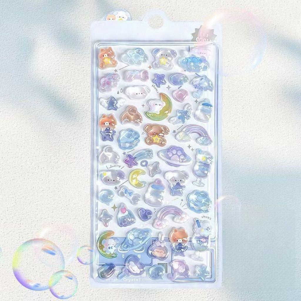 Cartoon 3D Rhinestone Stickers, Self-Adhesive Cute Animal Relief Stickers for Scrapbooking, DIY Crafts, Office & School Supplies