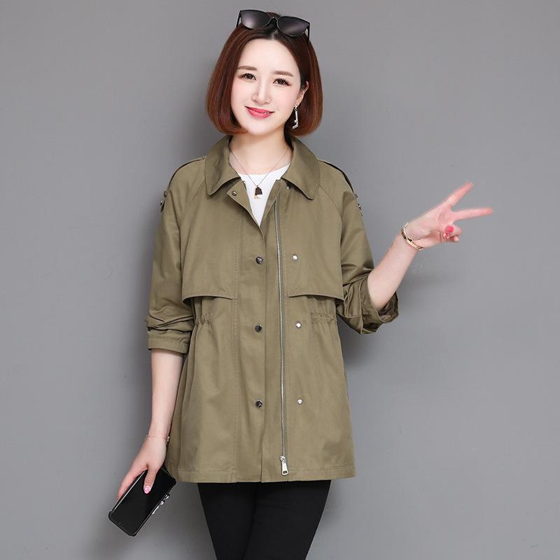 

Женская куртка весна и осень большого размера женская одежда фиолетовый топ ранняя весна новая повседневная тренч 3XL хаки