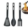 Dětské malé nylonové kuchyňské náčiní 3dílná sada s cedníkem, obracečkou, lžící, vidličkou, přenosné nylonové kuchyňské náčiní na cesty a kempování