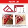 Aluminum Alloy Red Miter Triangle Ruler 45°/90° Woodworking Square Protractor - 3D Multi Angle Layout Measuring Tools