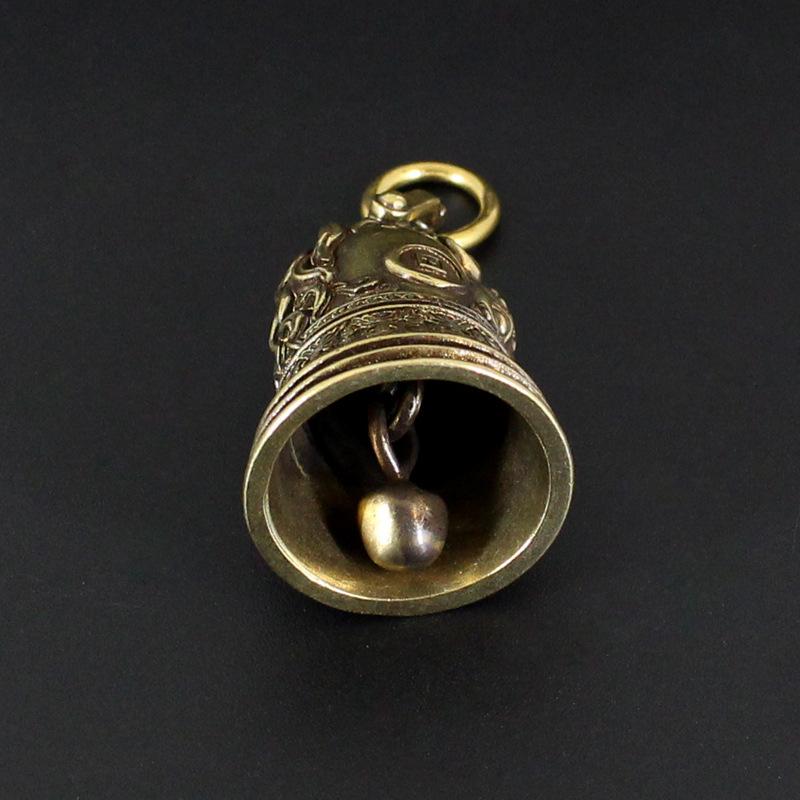 1Pc Retro Pure Copper Horse Face Evil-exorcising Bell Keychain Car Luggage Hanging Ornament