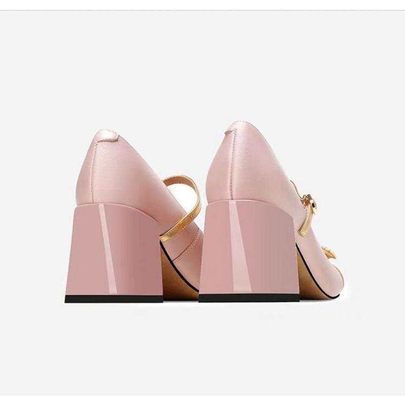 Luxury Sparkling Rhinestone Designer Mary Jane Shoes  Sweet Bow Color Block Buckle Lolita Shoes Party Banquet Women's Shoes