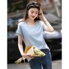 Demana Women's Summer V-Neck Lace Trim Mercerized Cotton T-Shirt