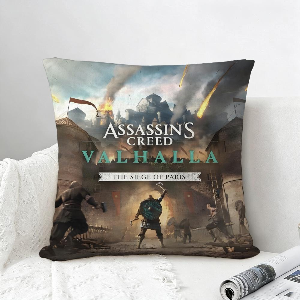 Game Assassins Creed Valhalla Cushion Cover Natural Linen Pillowcase Set AllinOne Decor for Sofa Bedroom Chair
