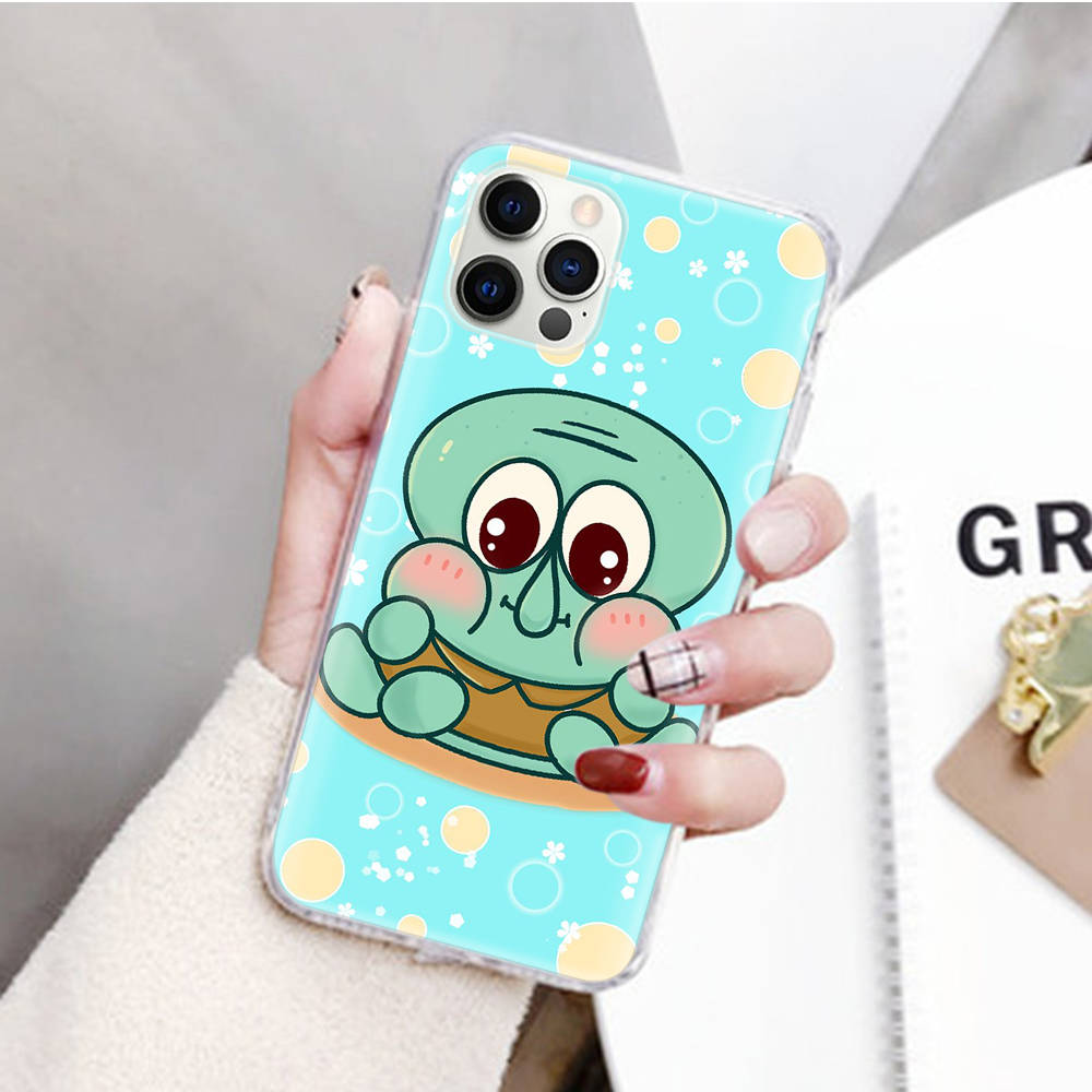 JS43 SpongeBob Transparent Case for Samsung A04 A14 A23 M33 M53 Realme 10 9 C35 C55 VIVO Y02 X80 Infinix Hot 30 Note 11 Tecno Spark 8P Pro