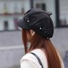 Hunting UV Slimming Stylish [Qzkouma] Casquette, Autumn/Winter Hat, Women's Cap, Warm, Windproof, Protection, Effect, ZUHB-810 (Black)