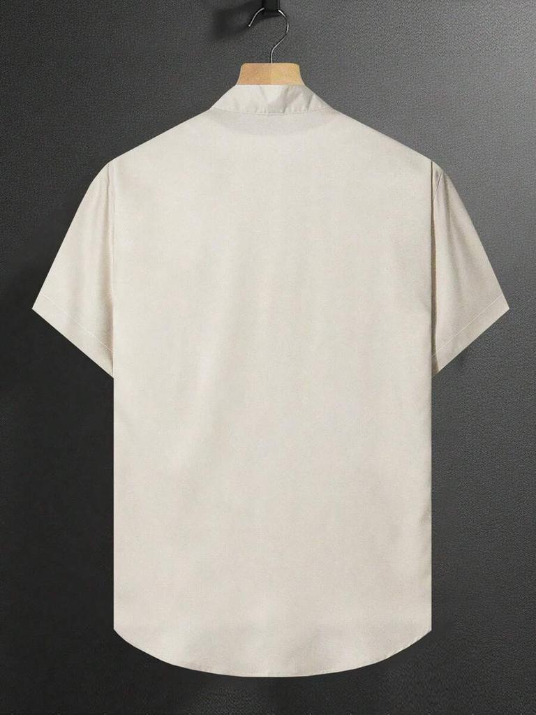 Abbigliamento Uomo Estate Manica Corta Stile Etnico Collo alla Coreana Camicia Casual Top