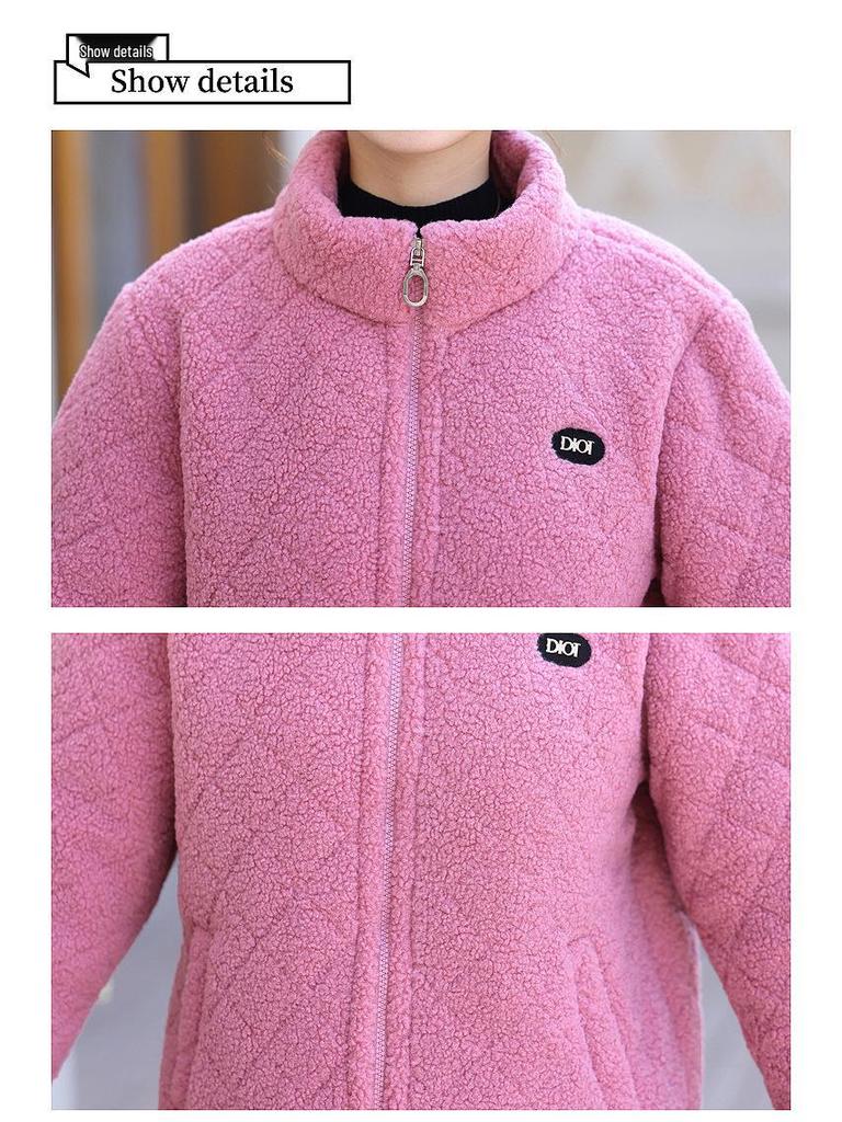 Women's Thickened Fleece-Lined Jacket: Mid-Aged & Elderly Fashion for Autumn/Winter