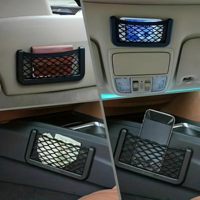 Autoaufbewahrungstasche Langlebig 1 Stück Autositz Seitenaufbewahrung Netztasche mit Gummiseil Fahrzeugzubehör Organizer, Passt für die meisten Autos