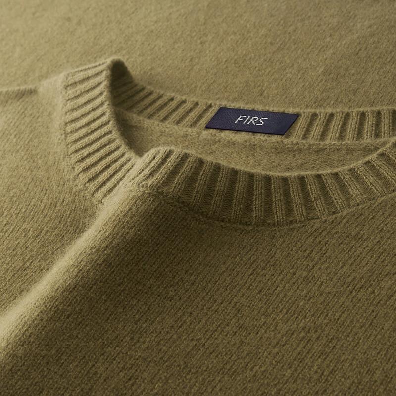 FIRS Men's Round Neck Wool Cashmere Blend Sweater