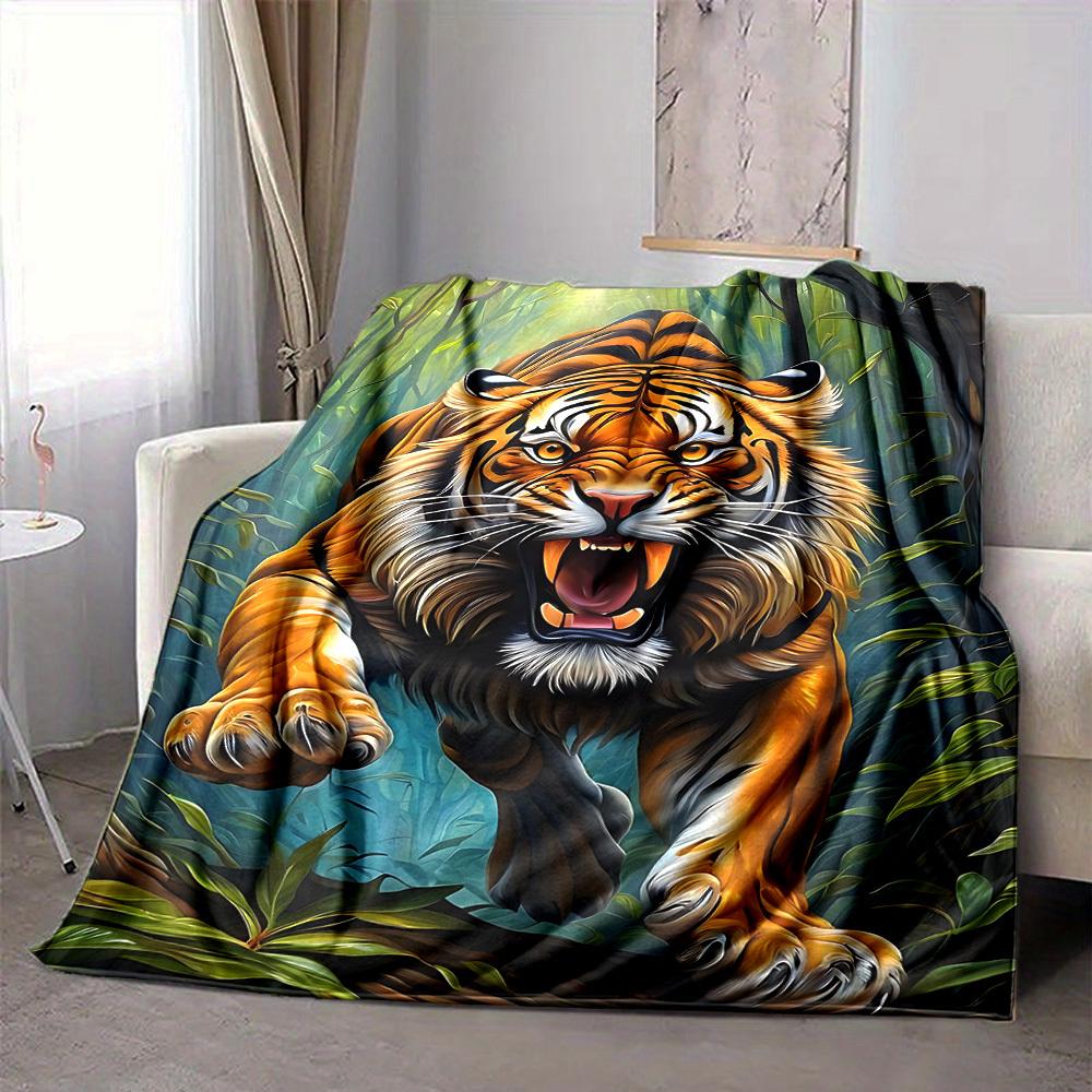 1PC Tiger Print Blanket - Soft Warm All-Season Throw for Sofa, Bed, Car, Office, Throw For Sofa yy250916112
