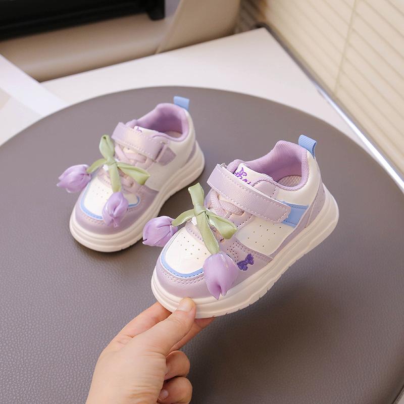 Girls' Sports Shoes 2025 New Autumn Children's Soft-soled Toddler Shoes Children's Leather Shoes Little Girls Running Shoes Tide