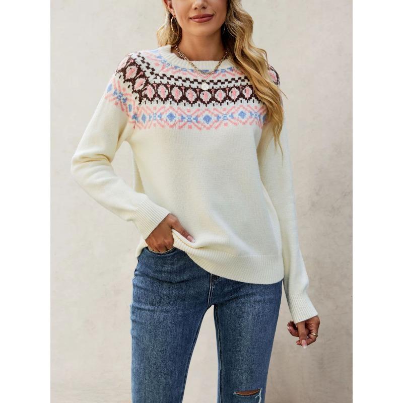 DICFY Women's Fashion Casual O-Neck Long Sleeve Autumn Winter Loose Sweaters