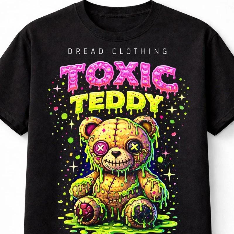 Toxic Teddy Bear Gothic Horror Cartoon Graphic Unisex TShirt S