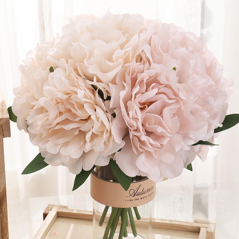 5 Stück Künstliche Blumen Große Hortensie Weiße Pfingstrose Hohe Qualität Brautstrauß Zuhause Hochzeit Wohnzimmer Dekoration Kunstblumen