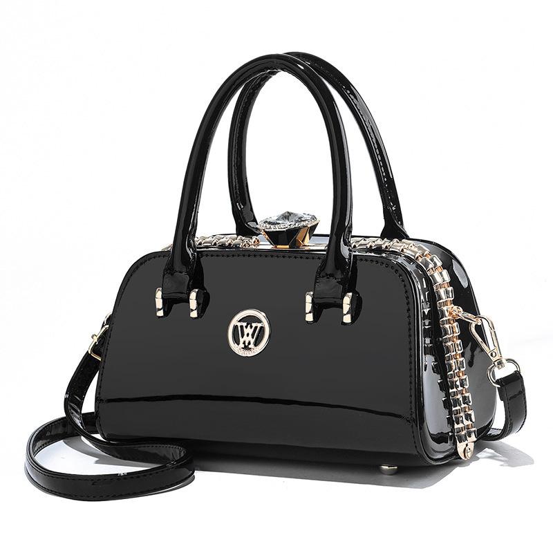 TianJinGeErLiShangMaoYouXianGongSi Vrouwen Crossbody Satchel Schoudertassen Patent PU Lederen Handtas Portemonnee Marlene voor Vrouwen Pocketbook Bruiloft Satchel Retro Portemonnee Top Handvat Tote Bag zwart