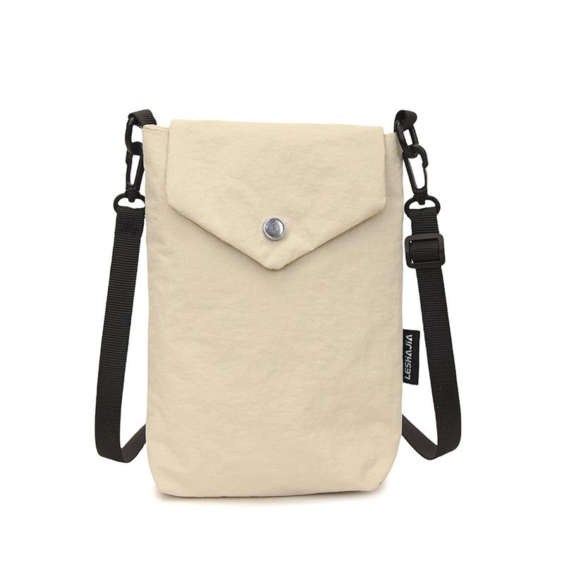 Literary Small Fresh and Light Nylon Cloth Messenger Mobile Phone Bag Women's Casual Versatile Mini Cute Small Square Bag