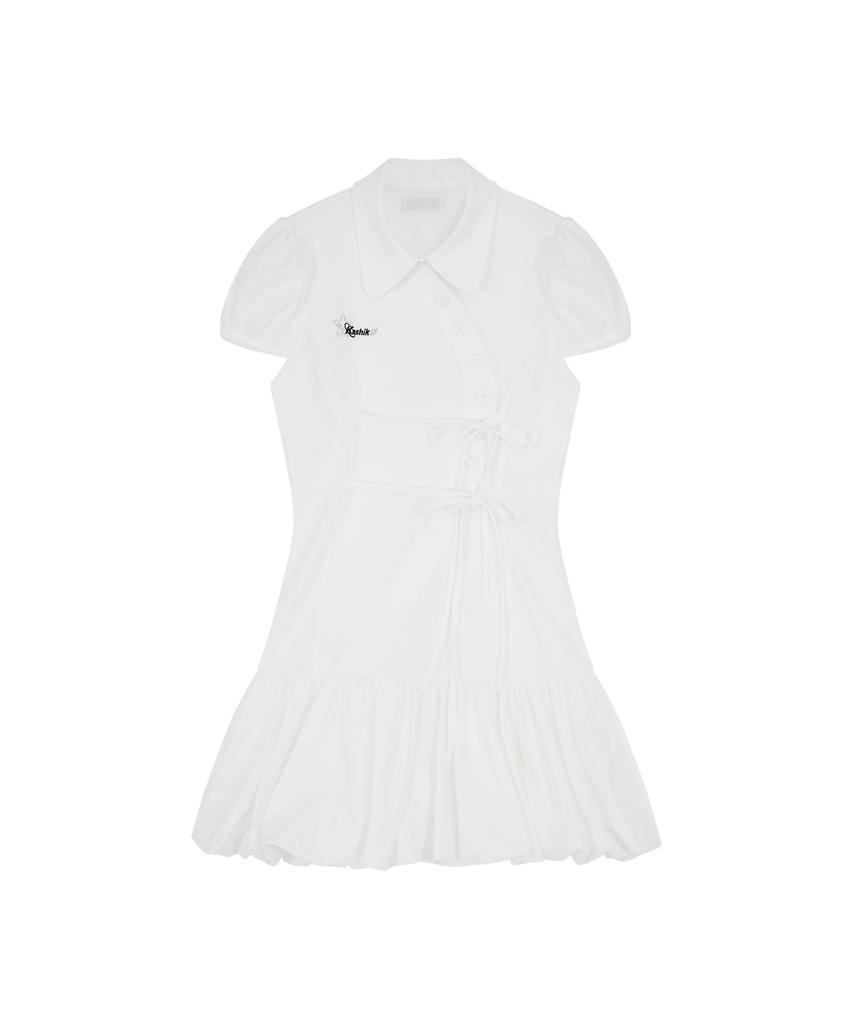 Kasiko Puff Preppy Mini Dress White