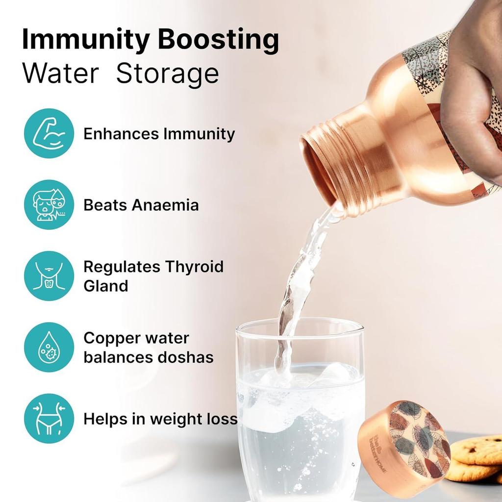 Copper Water Bottle 950 Ml | With Anti Oxidant Properties |Boosts Immunity & Improves Health| Copper Water Bottles |