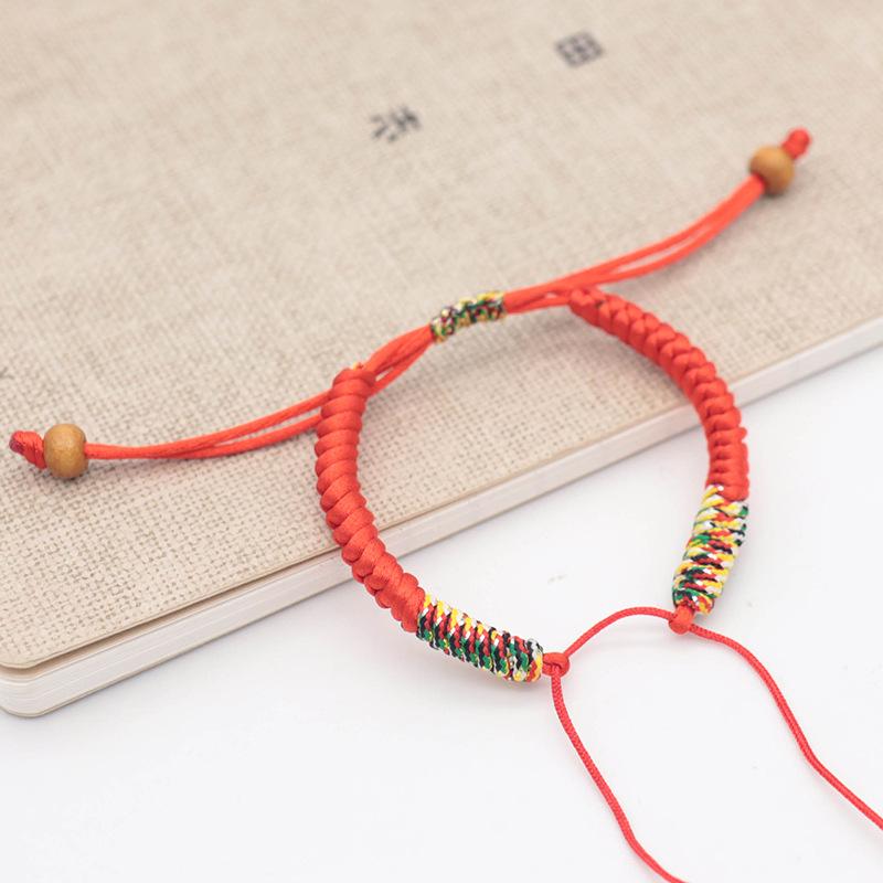 Zodiac Red Rope Diamond Knot Bracelet with Beads and Peace Buckle for Couples