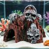 Handgefertigte Totenkopf-Aquariumdekoration Harz-Höhlenverstecke Künstlerische Totenkopfform Fischbecken Dekoration
