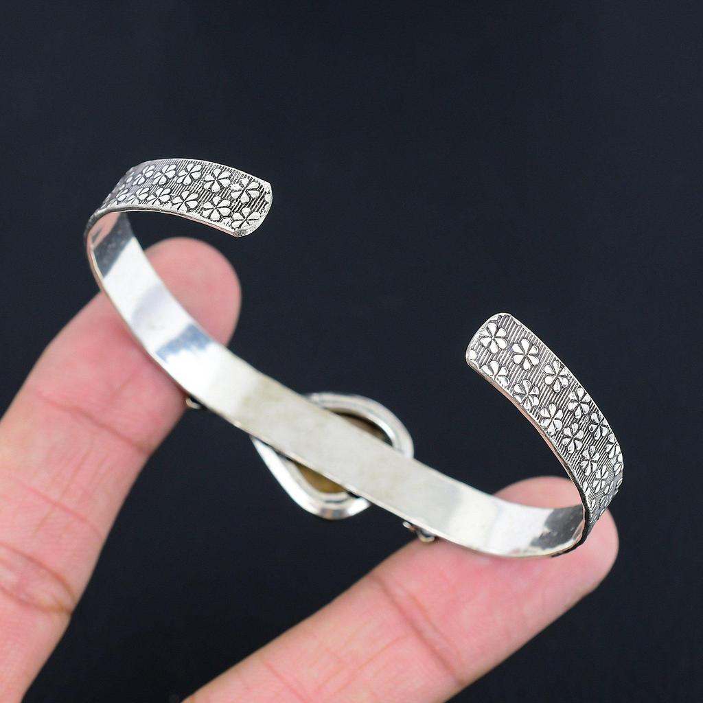 Memorial Day Deal Dendritic Tiger Gemstone 925 Sterling Silver Boho Wife Bangle