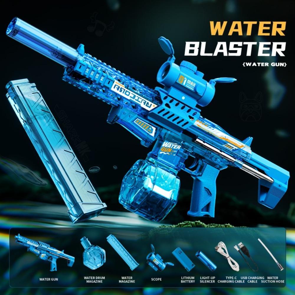 MK9 Electric Water Gun Automatic Water Shooting Toy Retractable Stock and Recoil for Kids Summer Outdoor Activities