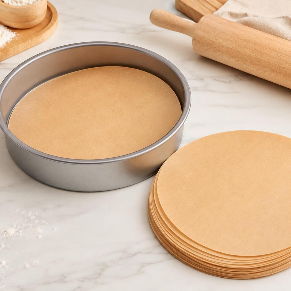 Round Parchment Paper Sheets 15cm, Unbleached Cake Pan Liners and Non-Stick Baking Paper Circles for Oven and Air Fryer (50 and 100 Pack Options)