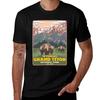 Wyoming Grand Teton National Park Mountain Hiking T-Shirt Man T Shirts for Men Casual Graphic T Shirts for Man T-Shirt