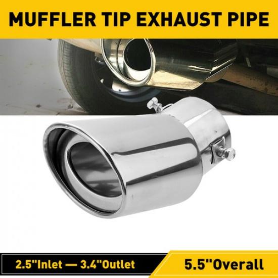 Car Chrome Steel Stainless Exhaust Pipe Rear Muffler Tail Tip Round Accessories
