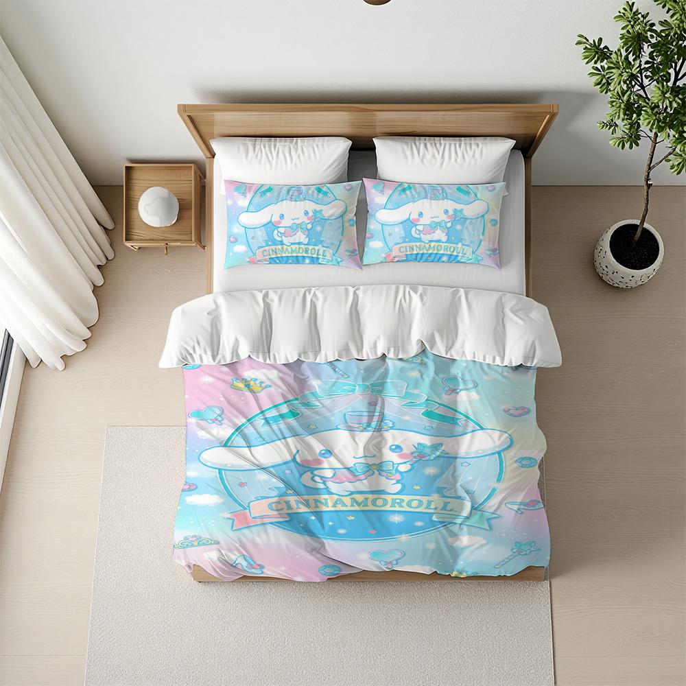 

C-CINNAMOROLL Cute Duvet Cover Set Home Style Bedding Soft Laundry Cotton Bed 3 Piece Set Student Dormitory Gift 135x200cm