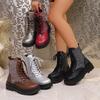 Large Size Autumn and Winter 2025 New Foreign Trade Leather Martin Boots Women's Round Head Thick Sole European and American Lace-up Fashion Women's
