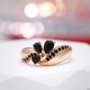 Black Natural Zircon Ring For Women Fashion  Rose Gold Color Crystal Flower Bride Ring Daily Fine Vintage Jewelry