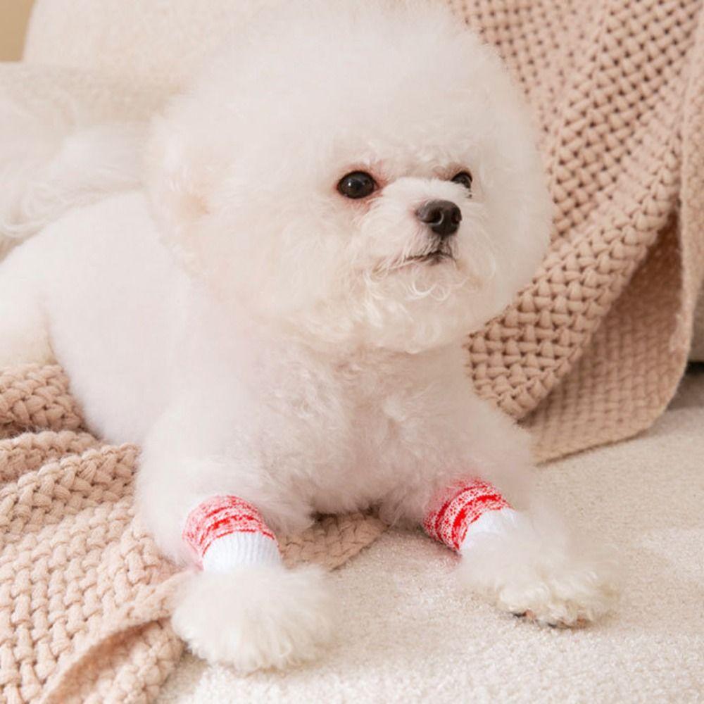 4pcs/set Elastic Pet Knitting Knee Socks Warm Pet Knee Pads Practical Dog Leg Sleeves  For Dogs Cats